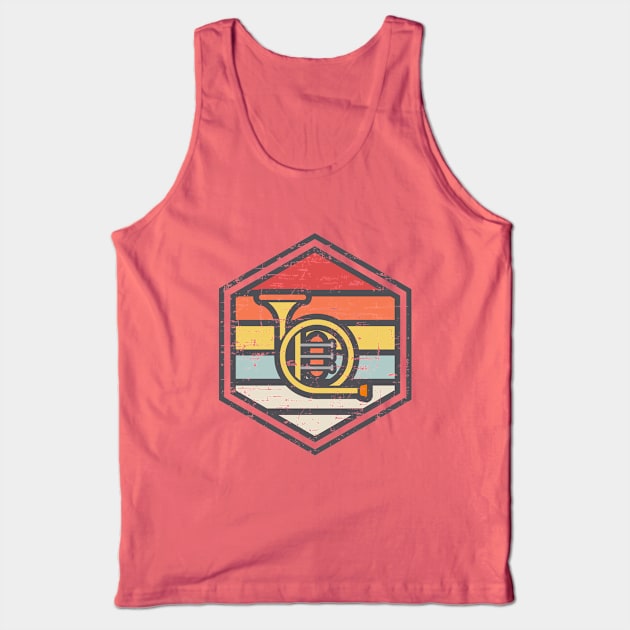 Retro Badge French Horn Light Tank Top by rojakdesigns